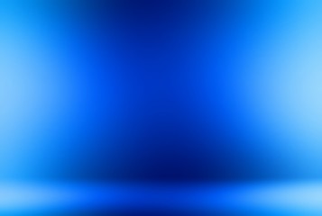 Wonderful blue room 3d illustration. Reflection flare on wall and floor background. Secret illumination. Cold frosty gloss texture.