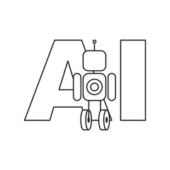 Artificial intelligence concept. Outline thin line illustration. Isolated on white background. 