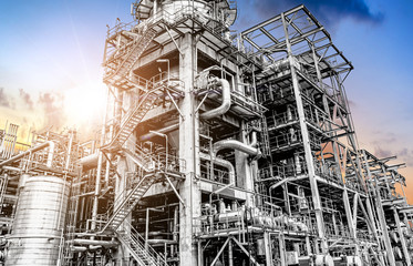 Oil and gas refinery plant form industry petroleum zone,Refinery equipment pipeline steel at...