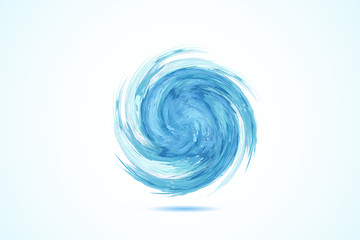 Logo blue spiral waves ocean beach swirl vector web image template