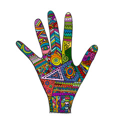 Ornate hand, boho style. Sketch for your design