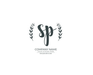 Fototapeta premium S P SP Initial handwriting logo design. Beautyful design handwritten logo for fashion, team, wedding, luxury logo.