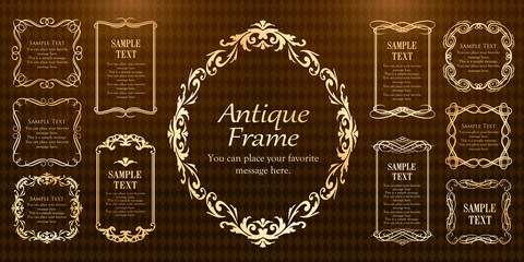 装飾デザイン　美しい額　フレームデザイン　テンプレート　アンティーク　ビンテージ　ラグジュアリー