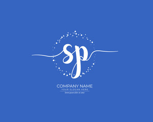 S P SP Initial handwriting logo design. Beautyful design handwritten logo for fashion, team, wedding, luxury logo.