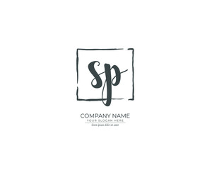 S P SP Initial handwriting logo design. Beautyful design handwritten logo for fashion, team, wedding, luxury logo.