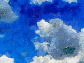Clouds and sky Illustrations creates an impressionist style of painting.