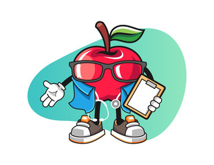 Apple nurse mascot design vector. Cartoon character illustration for business, t shirt, sticker.