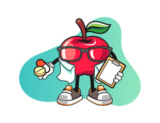Apple pharmacist mascot design vector. Cartoon character illustration for business, t shirt, sticker.