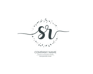 S R SR Initial handwriting logo design. Beautyful design handwritten logo for fashion, team, wedding, luxury logo.