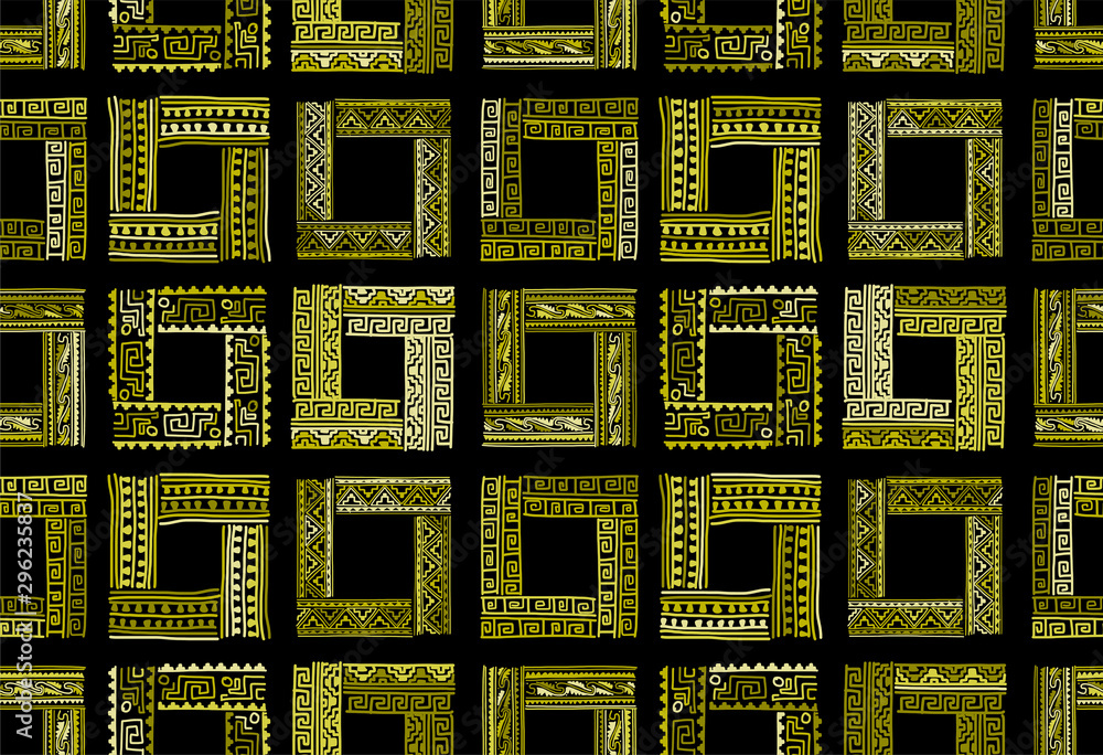 Poster abstract ethnic frames, seamless pattern for your design