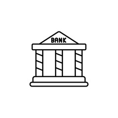 building, bank line icon on white background