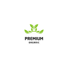 A logo with leaf element vector design 