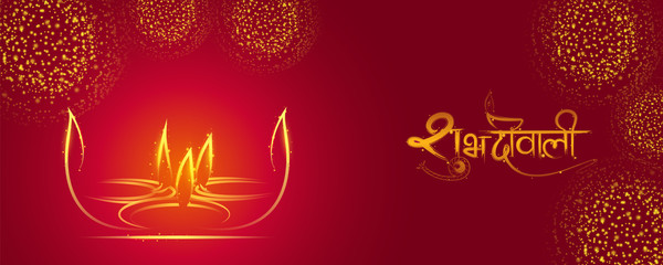 illustration of burning diya on happy Diwali Holiday background for light festival of India