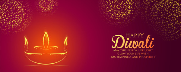 illustration of burning diya on happy Diwali Holiday background for light festival of India
