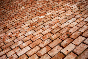 Red brick floor construction site of home