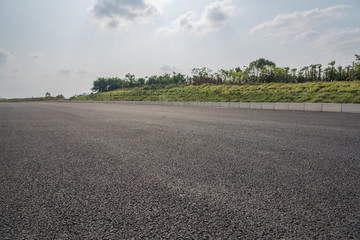Outdoor asphalt road low angle perspective view background