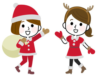 サンタコスチュームの女の子　イラスト