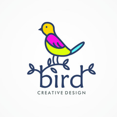logo design of bird on branch