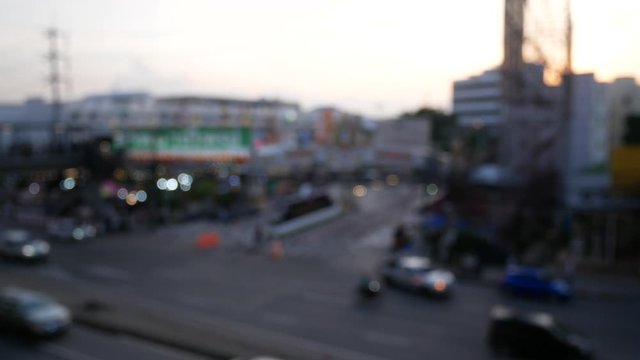 Blurred building in traffic steet junction.