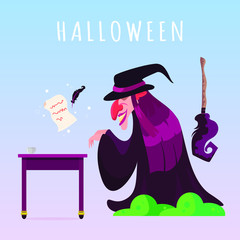 halloween witch cartoon illustration