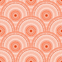 Fototapeta premium Ethnic circle shapes seamless geometric pattern.