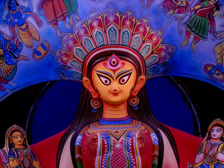 Non conventional Durga idol captured during durga Puja at Kolkata.