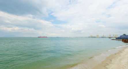 Fototapeta na wymiar Panoramic view of Penang Port in Butterworth, Malaysia