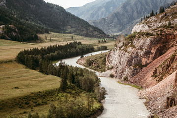 mountain fast river between the rocks.