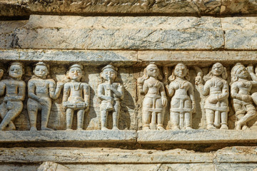 Decorative carving detail of Jagdish Temple in Udaipur. India