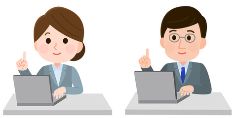 提案する会社員　男女　イラスト