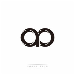 Fototapeta premium ao Initial Letter Split Lowercase Modern Monogram linked outline rounded logo