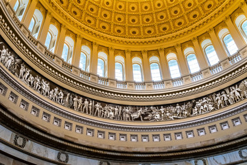US Capitol Dome Rotunda Amerian History Freize Washington DC - obrazy, fototapety, plakaty