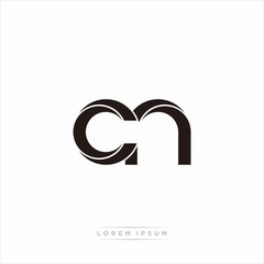 cn Initial Letter Split Lowercase Modern Monogram linked outline rounded logo