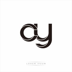 cy Initial Letter Split Lowercase Modern Monogram linked outline rounded logo