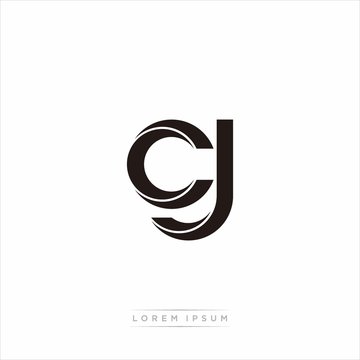 cj Initial Letter Split Lowercase Modern Monogram linked outline rounded logo