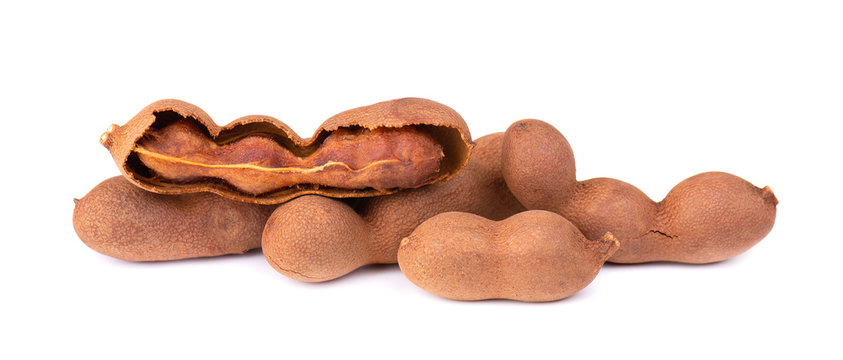 Sweet tamarind isolated on white background. Fresh tamarind fruit.