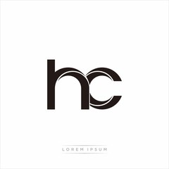 hc Initial Letter Split Lowercase Modern Monogram linked outline rounded logo