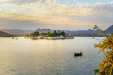 Sunset at Pichola Lake in Udaipur. India