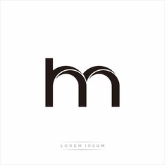 hn Initial Letter Split Lowercase Modern Monogram linked outline rounded logo