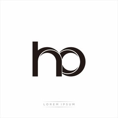 ho Initial Letter Split Lowercase Modern Monogram linked outline rounded logo
