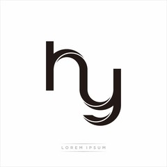 hy Initial Letter Split Lowercase Modern Monogram linked outline rounded logo