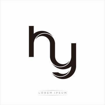 hy Initial Letter Split Lowercase Modern Monogram linked outline rounded logo