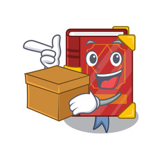 With box magic spell book on cartoon rack