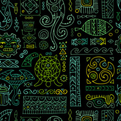 Ethnic handmade ornament for your design. Polynesian style, seamless pattern