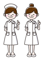 グッドのハンドサインをする看護師