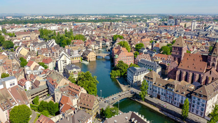 Strasbourg, France. Historic City, Ill River, Aerial View