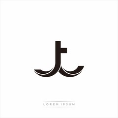 Obraz na płótnie Canvas jt Initial Letter Split Lowercase Modern Monogram linked outline rounded logo