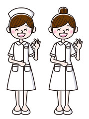 OKのハンドサインをする看護師