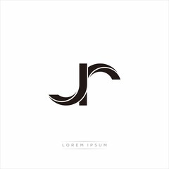 jr Initial Letter Split Lowercase Modern Monogram linked outline rounded logo