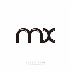 mx Initial Letter Split Lowercase Modern Monogram linked outline rounded logo